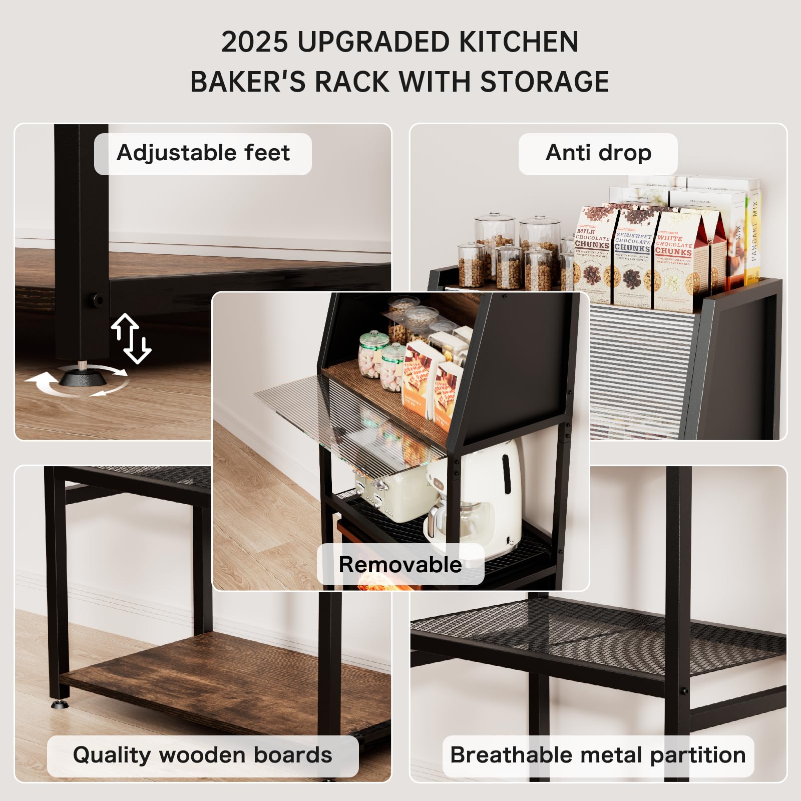 Estante para panadería 2025, caja de pan 2 en 1 para organizadores y almacenamiento de cocina, cajas de pan de pie de 38.6 pulgadas 6
