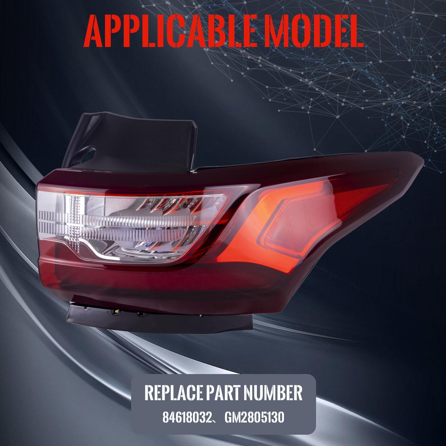 84618032 Right LED Outer Rear Tail Light Assembly Compatible With 2018-2021 Chevy Traverse Brake Lamp With Blubs GM2805130