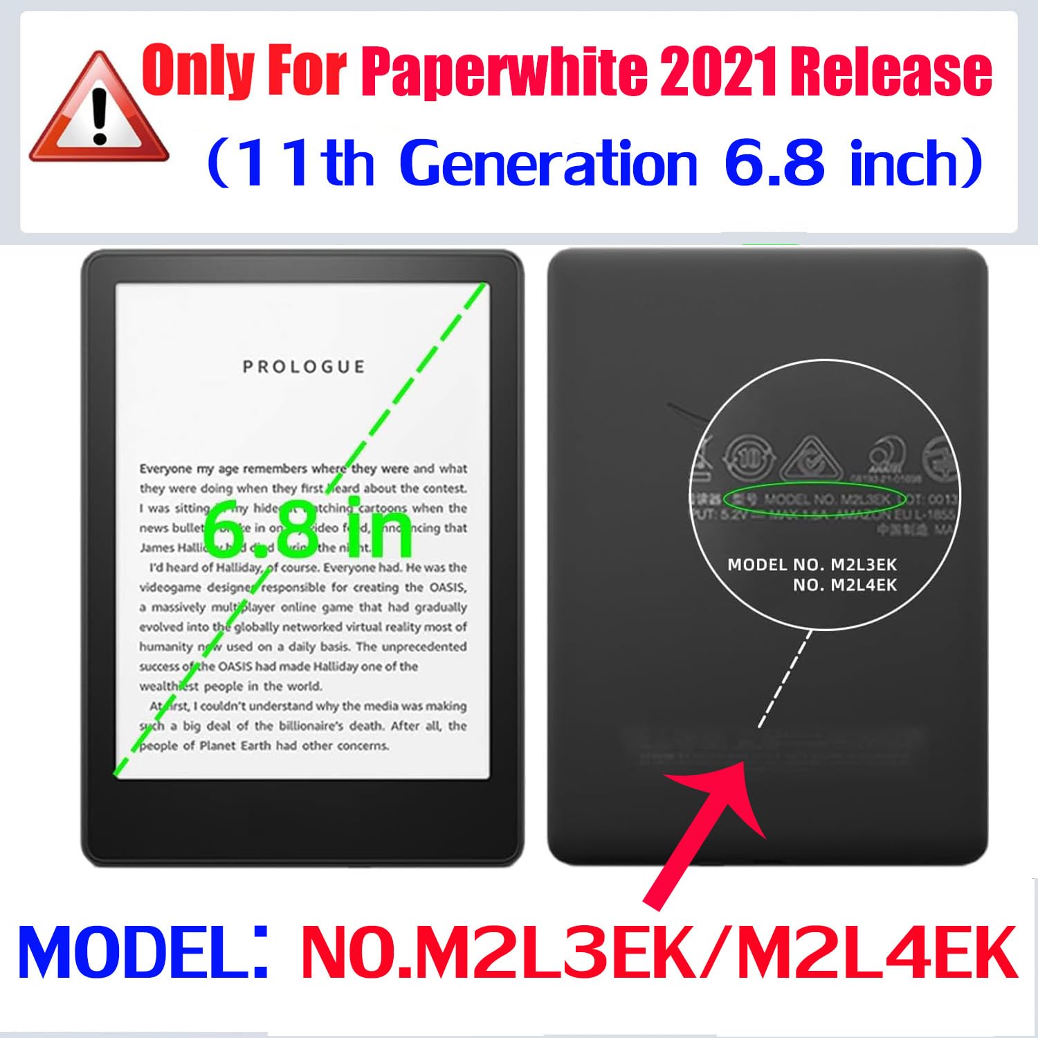 Transparente weiche TPU-Schutzhülle für Kindle Paperwhite 11. Generation 2021 Tablet mit 17,3 cm (6,8 Zoll), Fallschutz, stoßfest, transparent, leicht, schlanke Hülle (transparent-glitzernd)