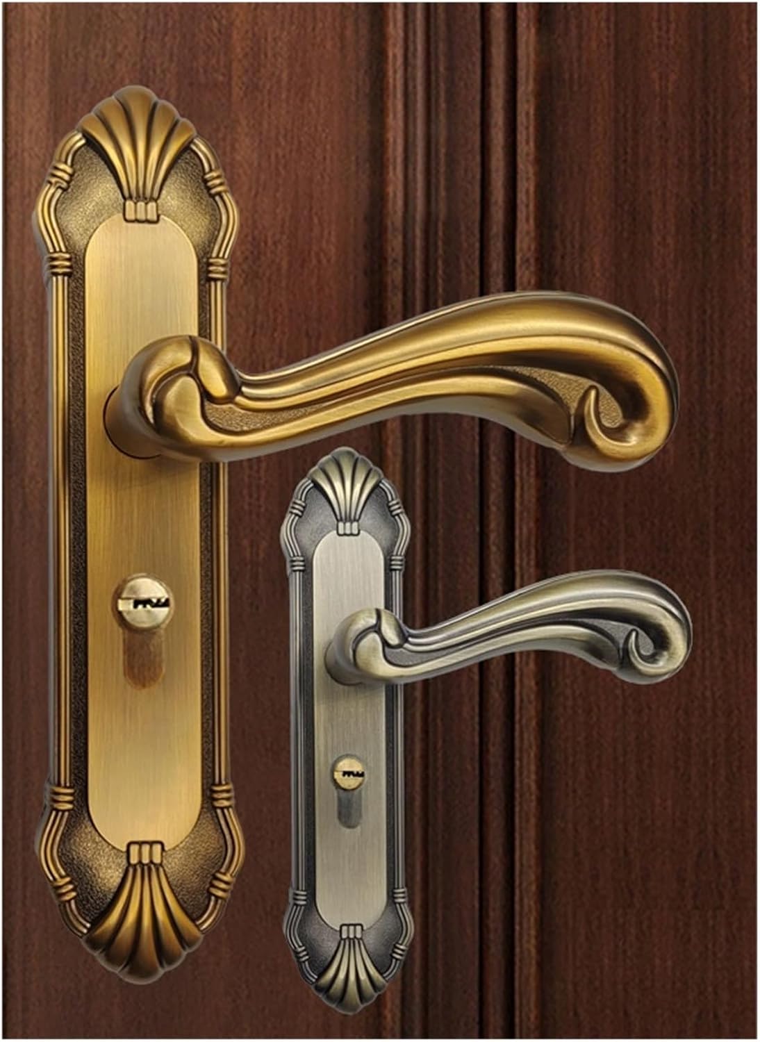 European Silent Door Lock Magnetic Room Door Lock Bedroom Room Solid Wood Door Lock Bronze Indoor Set Lock(Bronze Magnetic Silent)