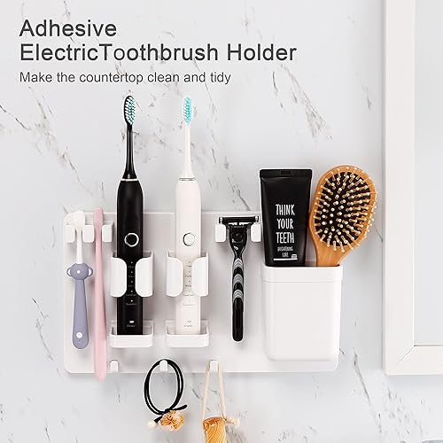 Miniatura 2 de YOHOM Soporte adhesivo para cepillos de dientes eléctrico para ducha, montado en la pared, organizador de cepillo de dientes colgante, estante de