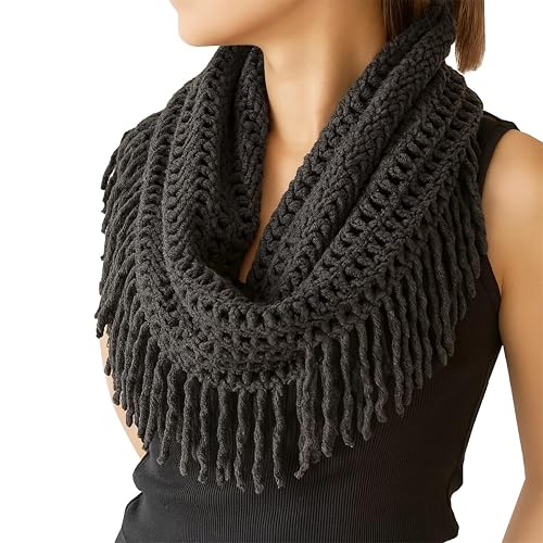 stylesilove Women Cozy Knit Tassel Infinity Loop Scarf - 8