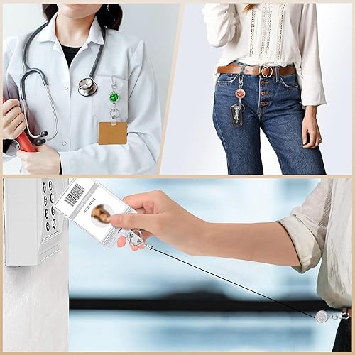 Vista 41 de bolimoss Paquete de 3 llaveros retráctiles, soporte retráctil, carrete de insignia para tarjeteros de identificación, tarjetero de identificación