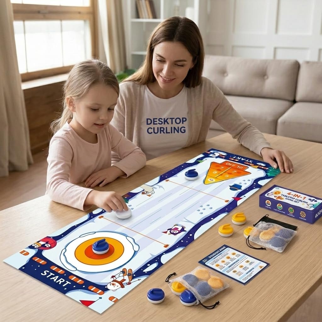 Tischspiele Set für Erwachsene, Roll-Up Geschicklichkeitsspiele, Minigolf für Zuhause, Spielesammlung Klassiker