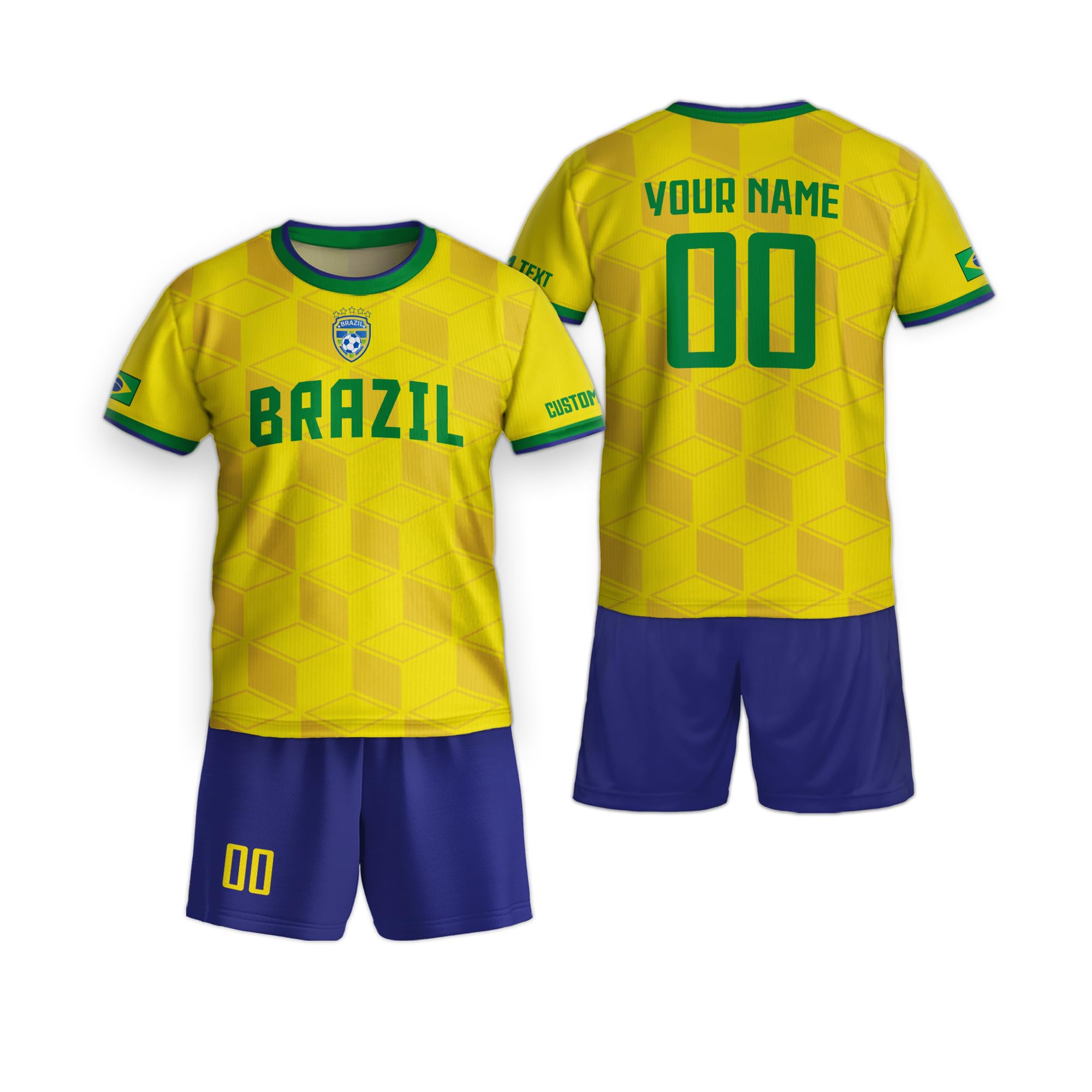 Customized Brazil Soccer Jersey for Kids, Custom Brazilian Soccer Jerseys Boys Girls Youth, Brasil Soccer Jersey for Men 2