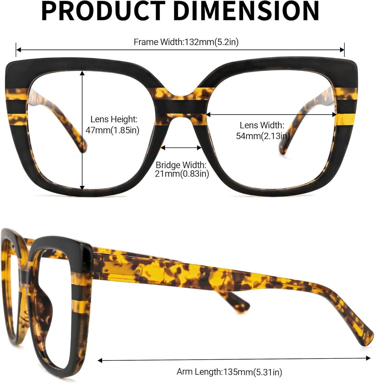 Zeelool Readers Stylish Oversized Square Reading Glasses Blue Light Blocking for Women Brenda ZOP02126 - Image 6