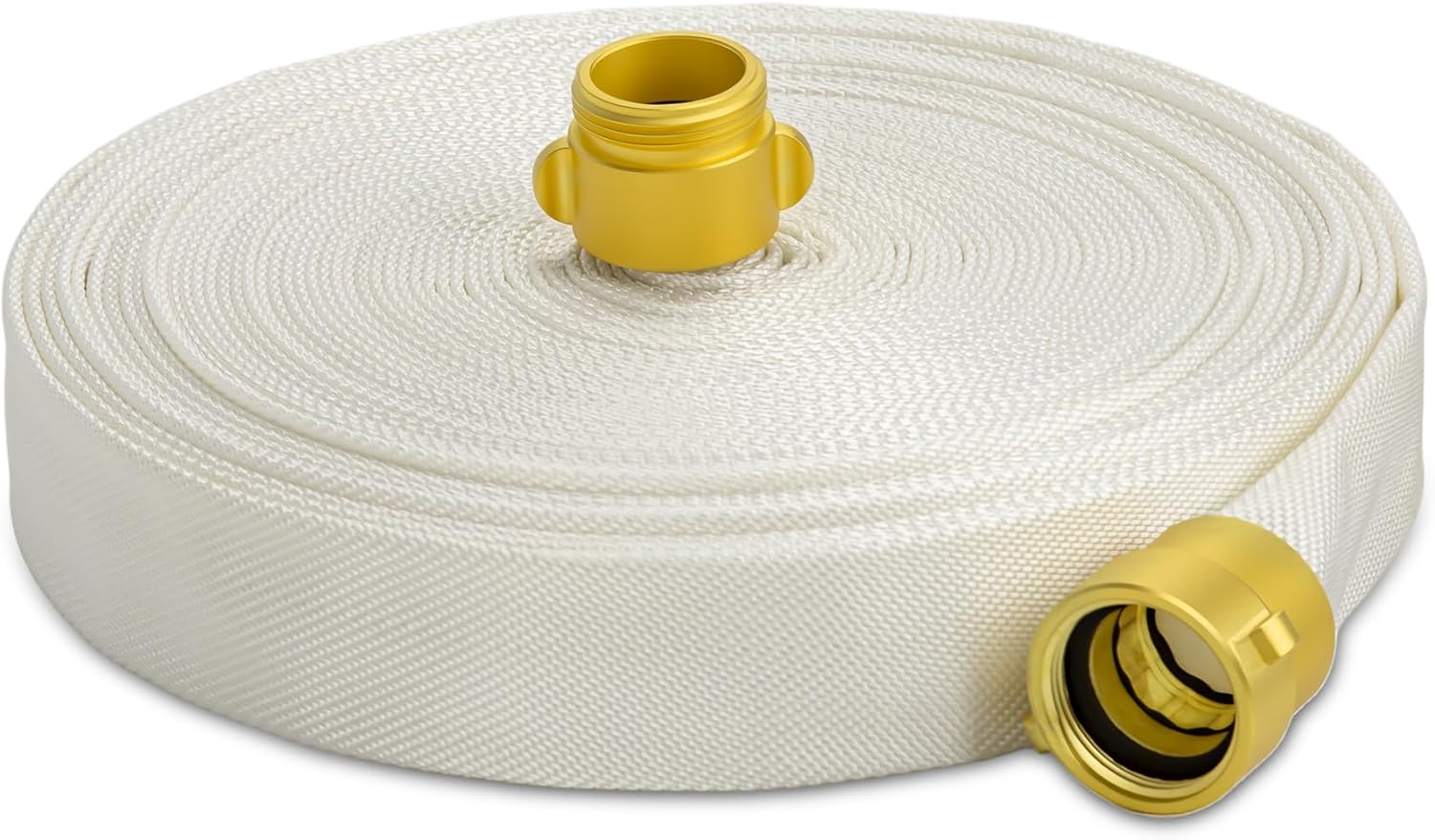 100FT Fire Hose, 1-1/2" ID, 1.5 inch fire hydrant hose, M × F NST/NH Brass Couplings, Fire Water Hose Used For Fire Fighting, White