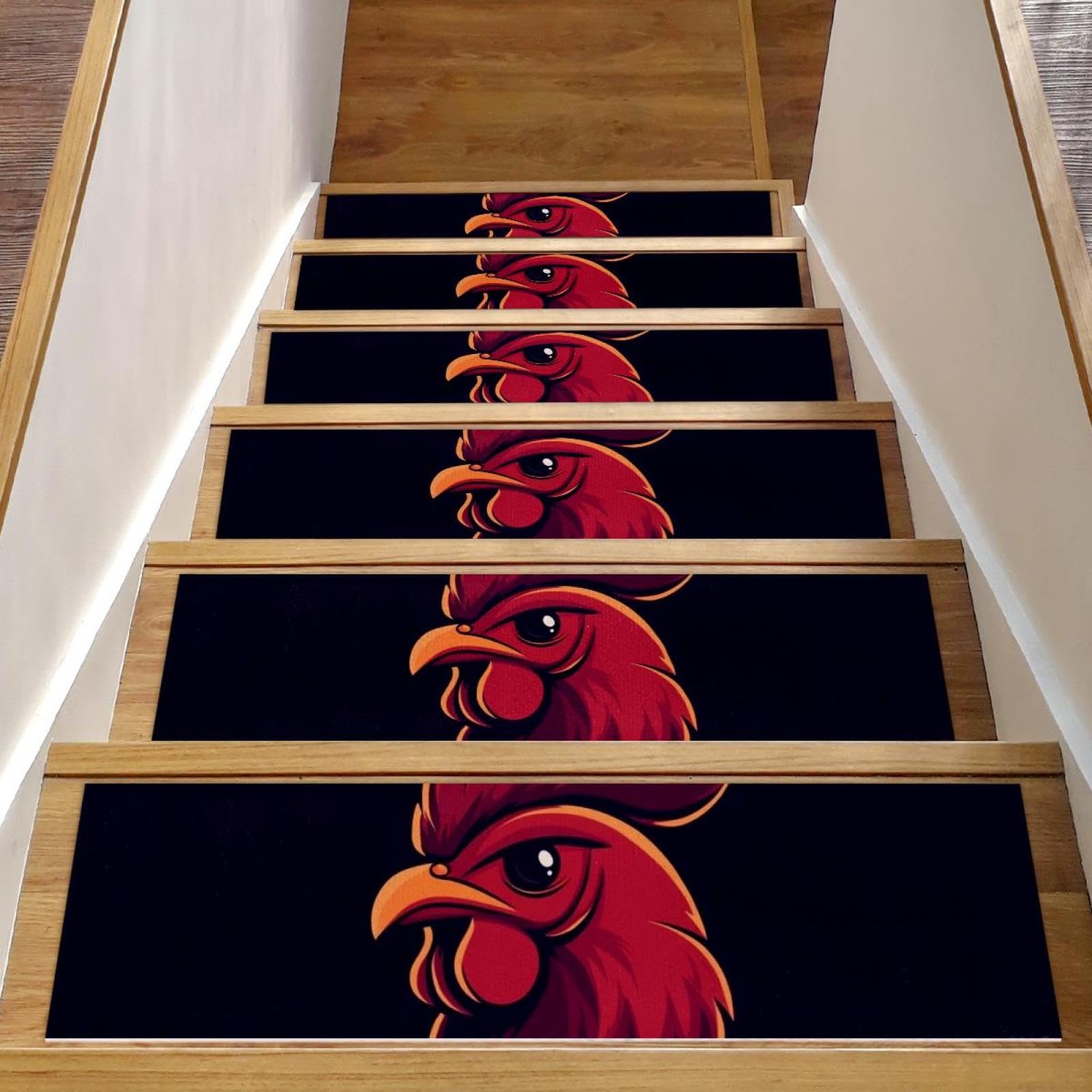 Marches d'escalier en bois antidérapantes lot de 15 tapis lavables motif poulet