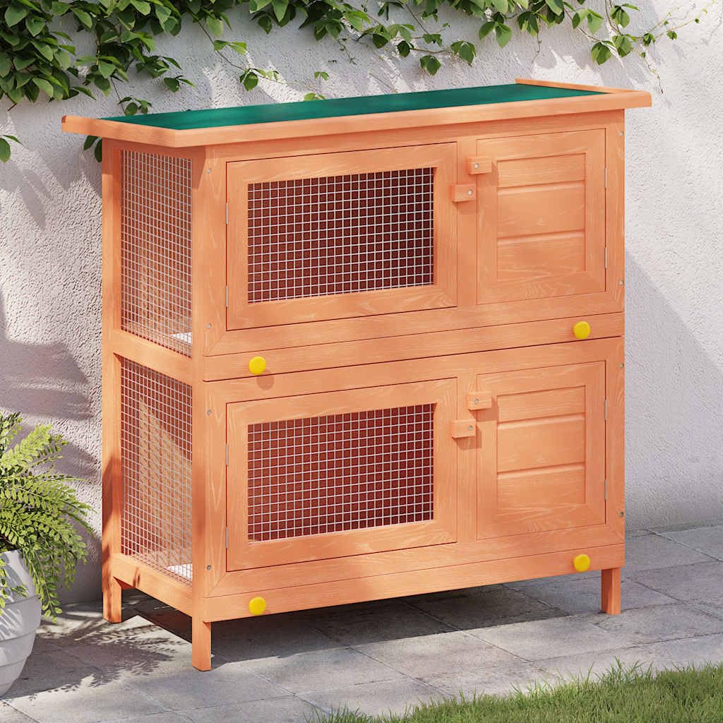 vidaXL Conejera de Exterior Madera 4 Puertas Casa de Conejos Jaula de Mascota