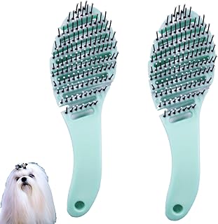 2 Pcs Small Dog Grooming Brush for Shih Tzus, Yorkies, Maltipoos & Maltese - Puppy Hair Brush for Small Breeds (Light Green)