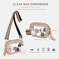 Vista 5 de Viva Terry Bolsa transparente aprobada para eventos de estadio, pequeña bolsa cruzada transparente con 2 correas ajustables para artículos