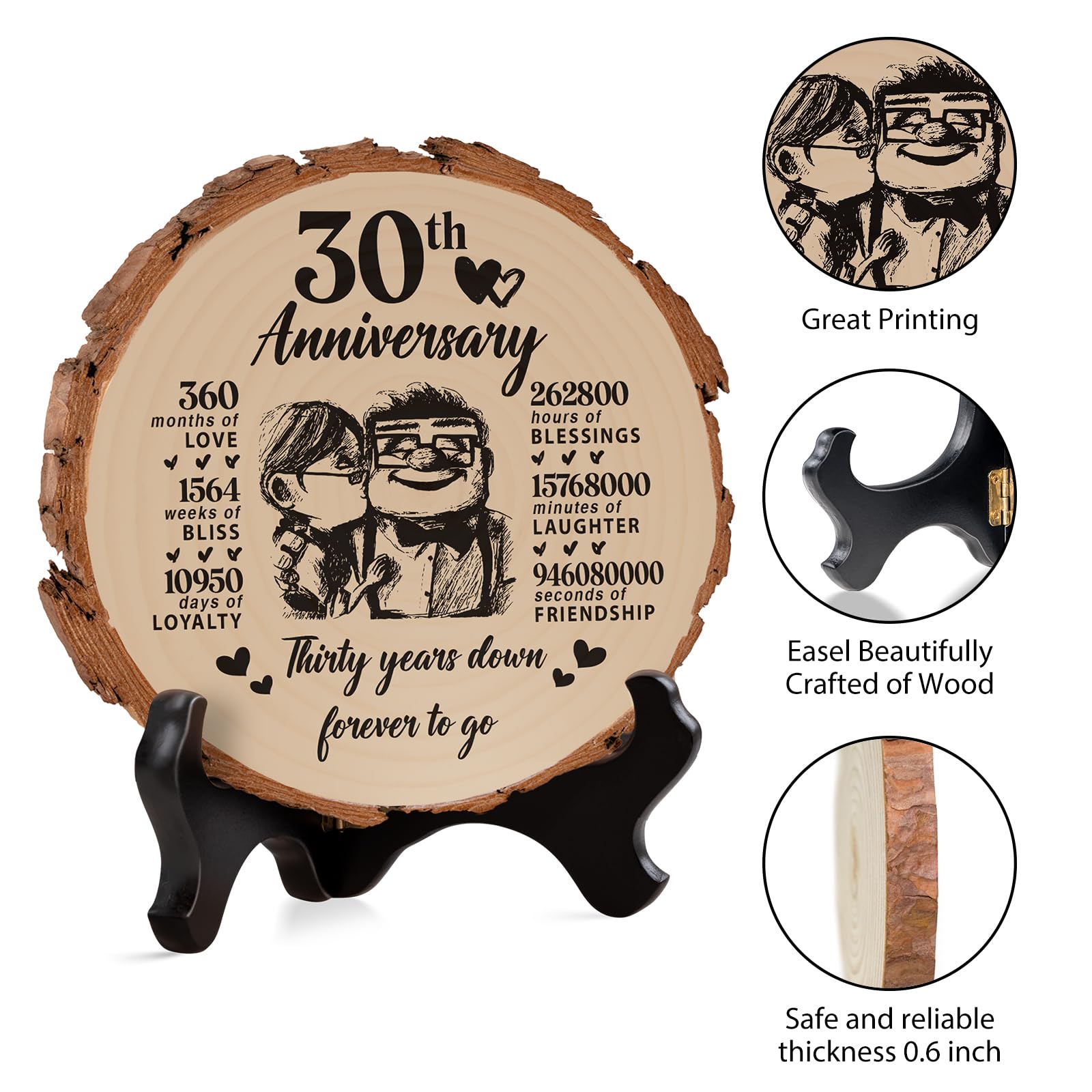 30th Wedding Anniversary Unique Gifts, 30th Anniversary Wooden Gifts for couple 30th Wedding Anniversary Decorations - Image 3