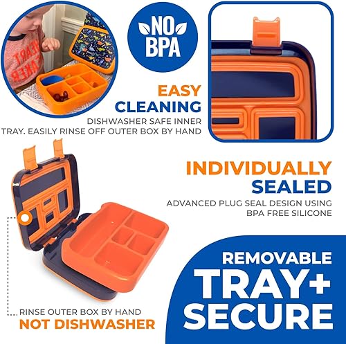 Miniatura 110 de Kinsho - Lonchera bento infantil, 5 secciones para control de porciones, bandeja de plástico desmontable sin bisfenol A, para niños preescolares