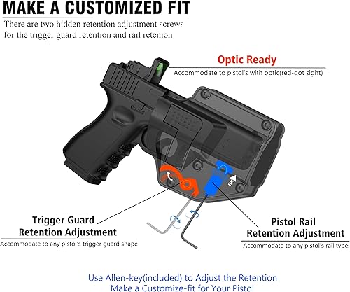 Miniatura 4 de Universal Gun Holster fit Full-Size, Compact, Subcompact Pistols, Adjustable RetentionCant OWB Tactical Holster Compatible with