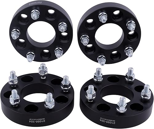 VLAOSCHI Adaptadores de rueda forjados negros de 5 x 110 a 5 x 127 de 1.5 pulgadas con pernos de 12 x 1.5 compatibles con Jeep Chevy 5 Lug para