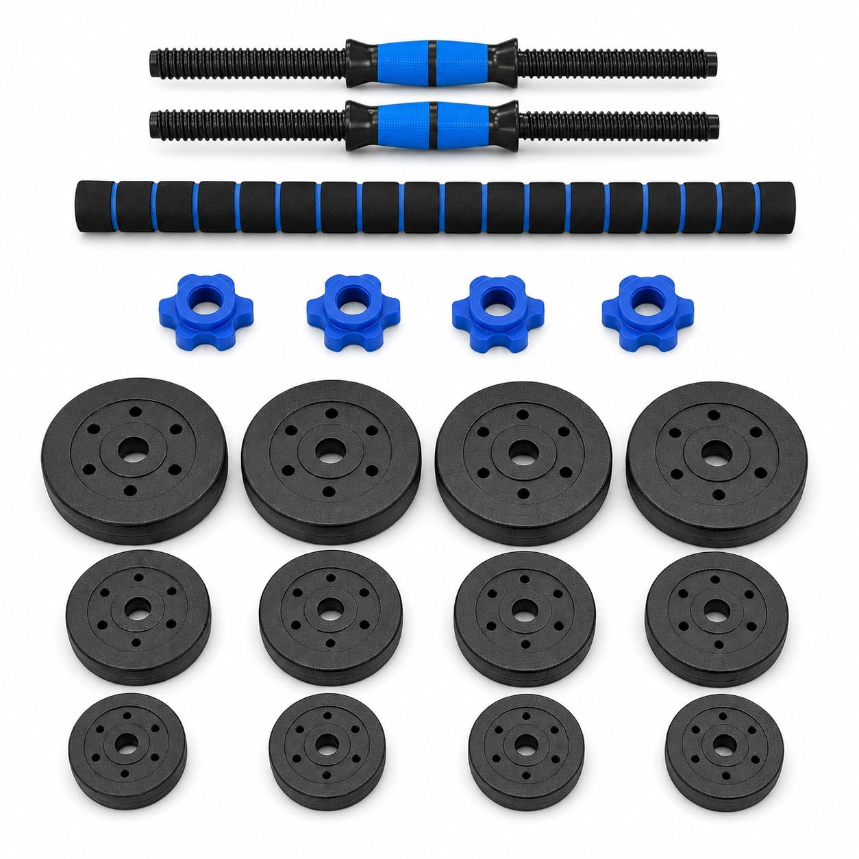 Adjustable Dumbbell Barbell Set with Connecting Rod Spin Collars & Weight Plates for Home Gym 10-50KG Weights Set Strength Training Equipment (Weight: 20 kg)