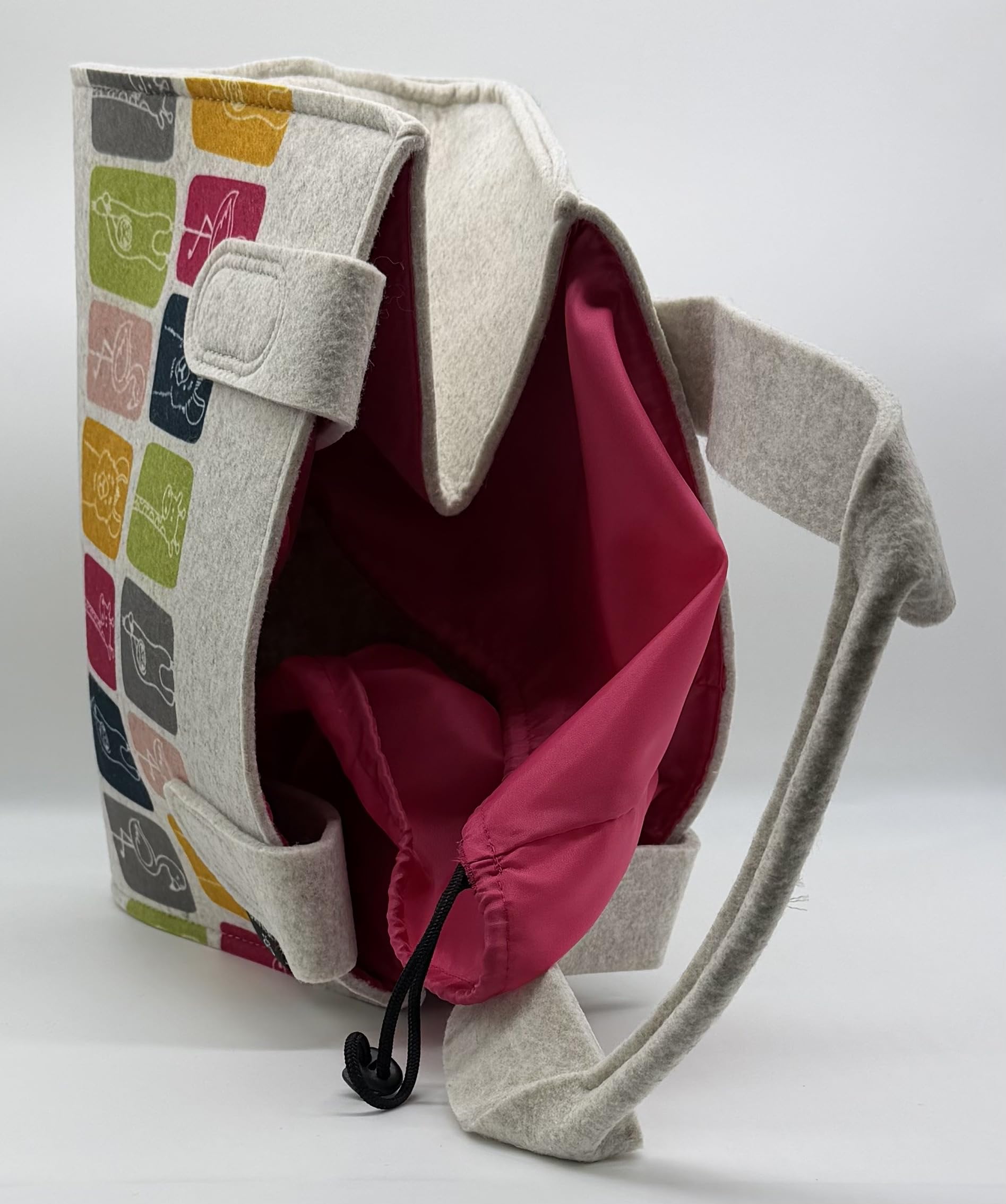 Jemako Filztasche beige/bunt mit Abdeckung in pink Gr. M - 36x29x20cm -