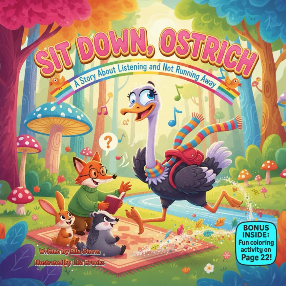 Sit Down, Ostrich: A Funny Rhyming Picture Book About Listening, Patience, and Making Smart Choices