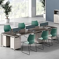 Vista 7 de Silla apilable para sala de espera, silla de oficina apilable con soporte lumbar ergonómico y patas de metal, sillas de escritorio de plástico