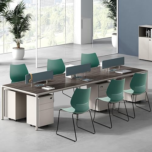 Miniatura 7 de Silla apilable para sala de espera, silla de oficina apilable con soporte lumbar ergonómico y patas de metal, sillas de escritorio de plástico para