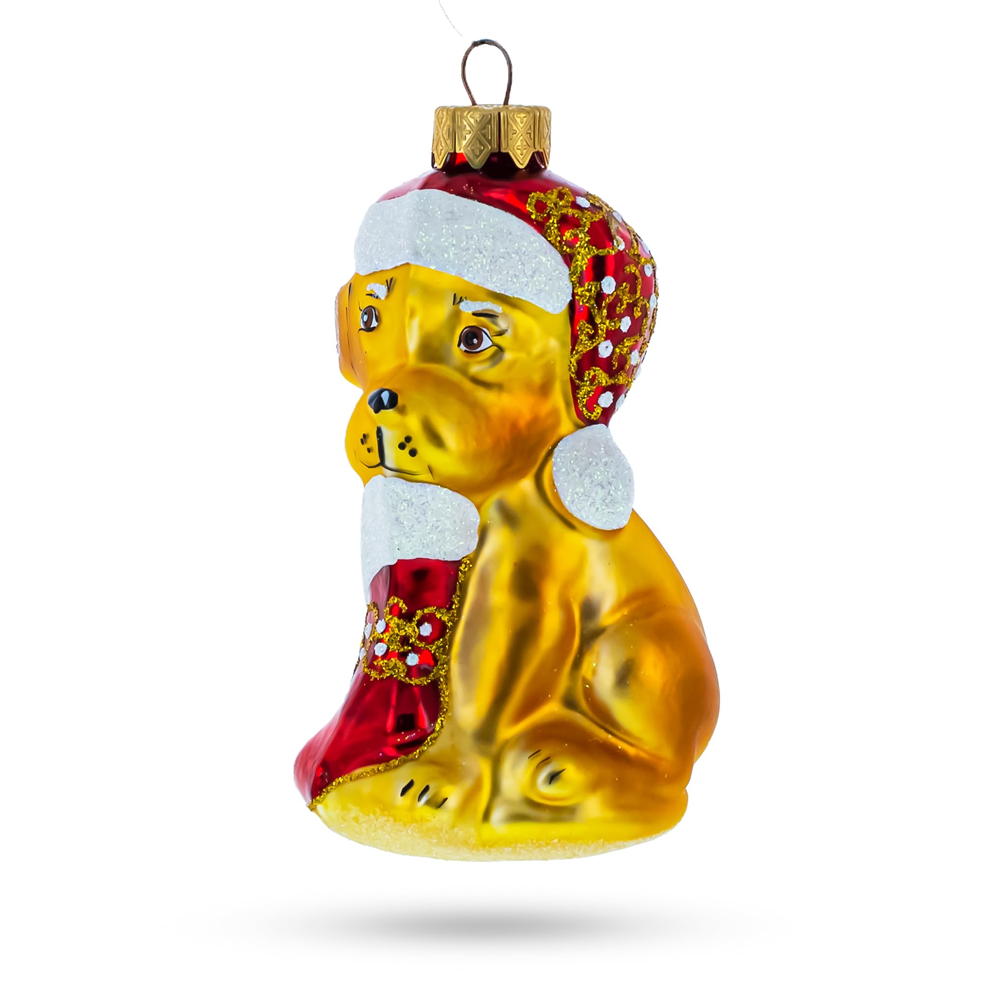 Décorations en verre pour chien tenant une chaussette idée cadeau idéale amoureux animaux