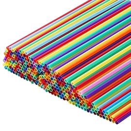 300 Pcs Colorful Plastic Long Disposable Drinking Straws. (0.23\'\'diameter and 10.2long)