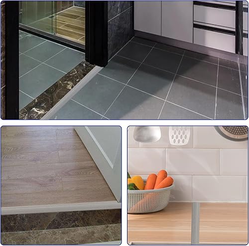 Miniatura 5 de Tira de transición de piso de goma autoadhesiva para umbral de puerta para bordes de piso de vinilo 2 pulgadas de ancho 20 pies gris
