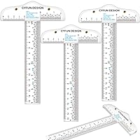 Vista 19 de 2 reglas cuadradas en T transparentes de 6 pulgadas/5.9 in, en pulgadas y métricas, regla cuadrada en T, transparente, regla en T, para manualidades