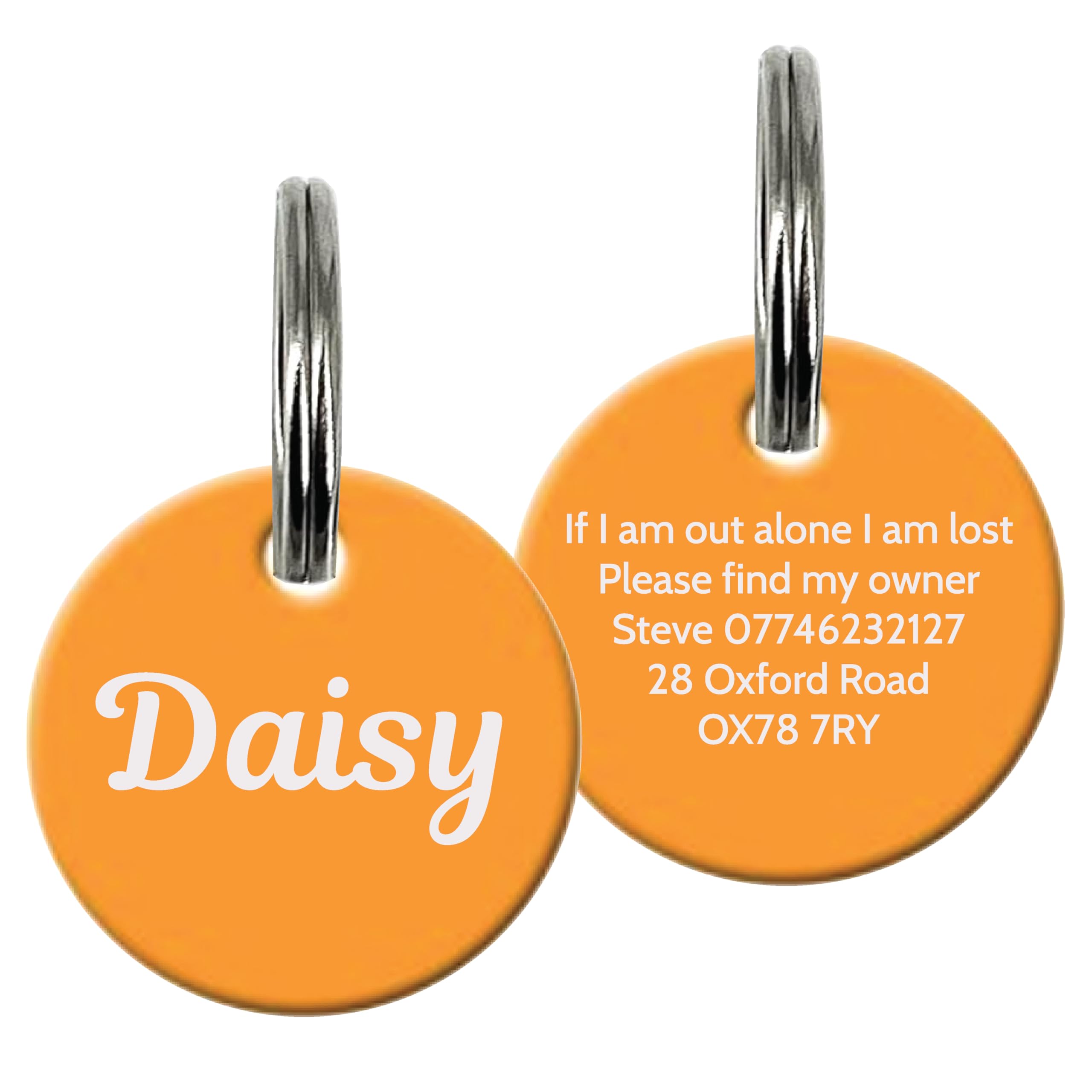 Personalised Dog Tags for Pets Engraved UK Cat Dog Name Identity Pet Tags Doggy Kitten Kitty Puppy Deep Engraved ID Stainless Steel (Circle Shape - Gold)