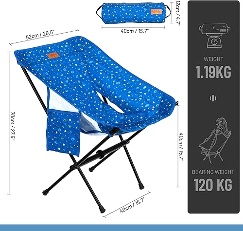 Miniatura 3 de Silla ligera Protable para jóvenes, tamaño plegable compacto de 15.7 x 4.7 pulgadas, solo pesa 2.6 libras, tela Oxford 600D, marco de aleación de