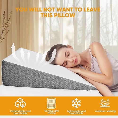 Miniatura 7 de DUMOS Almohada de cuña, almohada corporal para apnea del sueño, alivio del dolor de cuello, poscirugía, comodidad para dormir, reflujo ácido, acidez