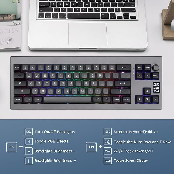 EPOMAKER Shadow-X Gasket Clavier Mécanique échangeable à Chaud, Clavier de Jeu Triple Mode (2.4ghz/Bluetooth/USB-C) avec écran, Mousse Poron, Pad en Silicone, NKRO, RGB (Flamingo Switch) - 4