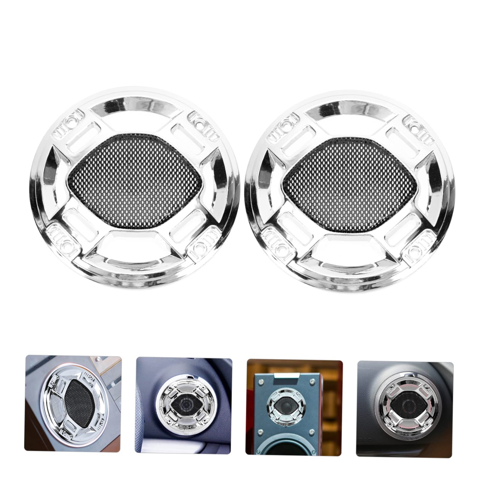 DOITOOL 2pcs Car Metal Speaker Cover Decorative Circle Grill for Car Speaker Easy Installation Mesh Design Compatible Vehicles