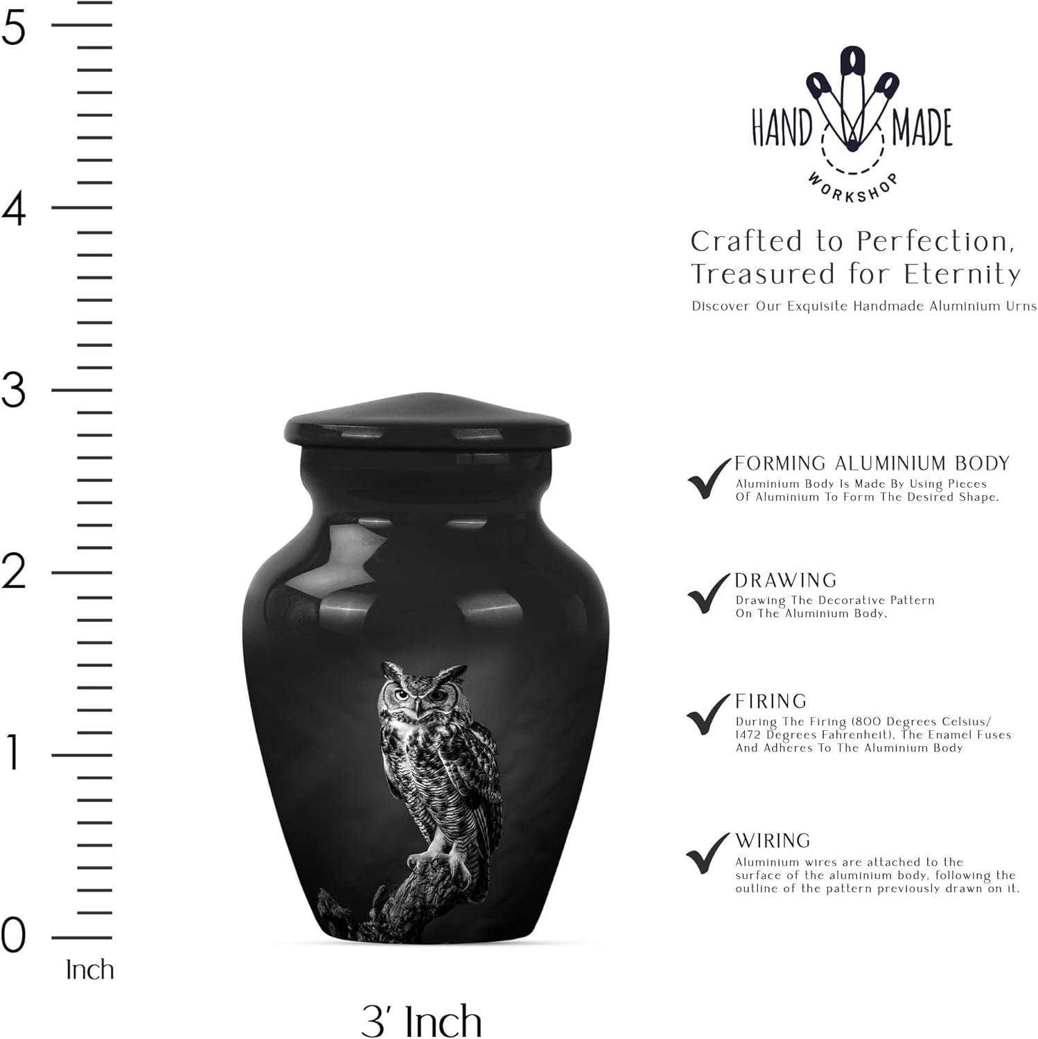 Owl Urn for Ashes for Women - Mini Urn - Human Cremation Urns - Cremation Urns for Human Ashes Adult Male - Funeral Urns for Human Ashes Adult - Urns for Ashes Adult Male (3 inch Pack of 4)