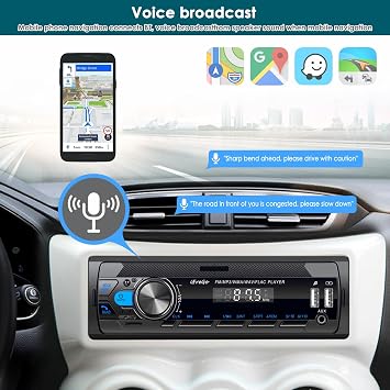 Single DIN Car Radio with Bluetooth Hands Free Calling & Music Streaming, Car Stereo,FM Radio,2 USB,SD Card Port,AUX,MP3 Player,Fast Charging,7 LED Colors Radio,Clock Display,Not a CD