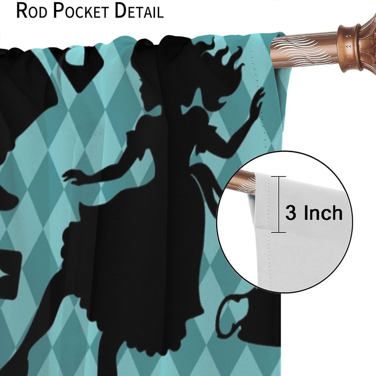 Fantasy Curtains，Fairy Tale Blue Plaid Cartoon Animals Flowers Mushrooms Pattern Drapes Window 2 Panel Rod Pocket Curtain for Bedroom Living Room Decor 20.5" W X 45" L No Blackout