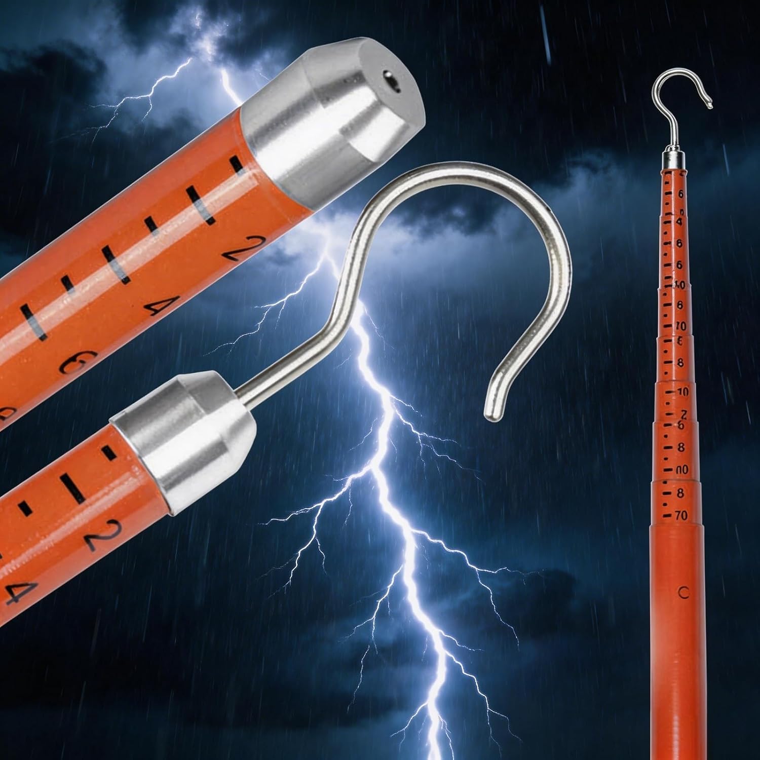 Non-Conductive High Voltage Measuring Stick, 36 ft Telescoping Insulated Survey Rod for Live Power Site Surveying & Height Measurement (10 m/32.8 ft),10 m/32.8 ft