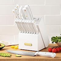 Vista 6 de McCook® Juegos de cuchillos, juegos de cuchillos de cocina de acero inoxidable de alto carbono blanco con afilador incorporado