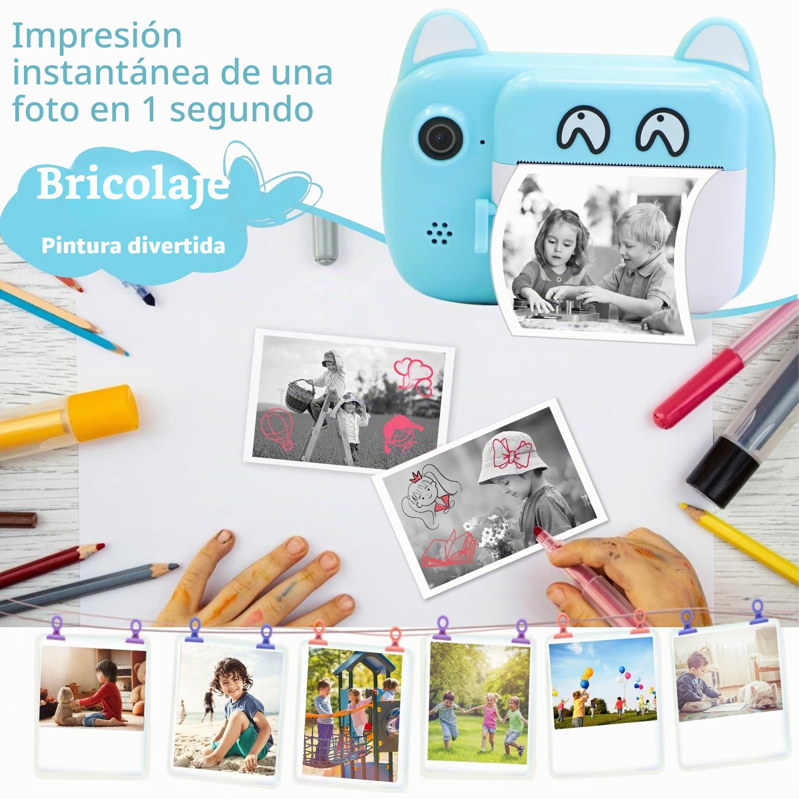 TOYOGO Cámara de Fotos instantánea Digital, Pantalla LCD de 6,1 cm, para niños con Zoom de 6X, Lente Doble de 24 megapíxeles y grabadora de vídeo 1080 P, para niños (Verde)