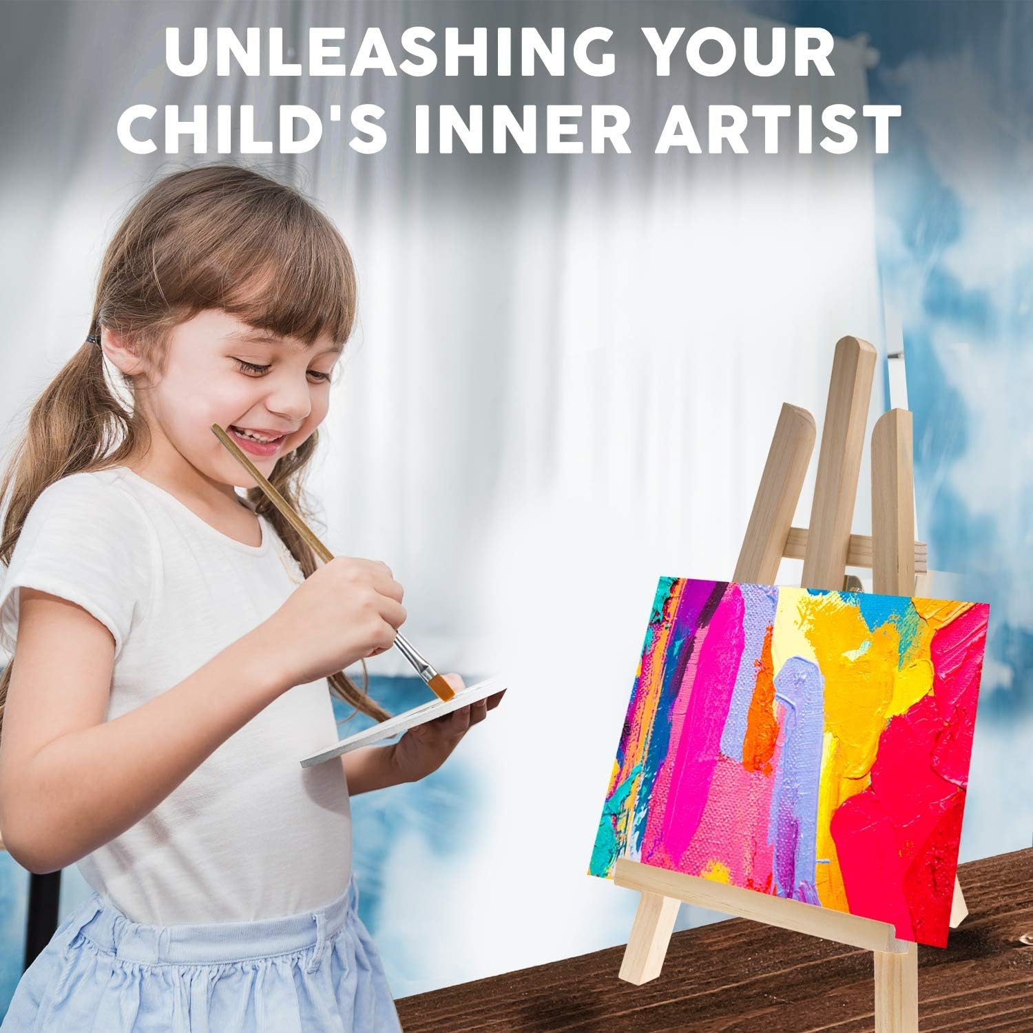glokers Kids Painting Supplies Set - Arts Set with Acrylic Paints, Easel, Paintbrushes, Canvases, Palettes, Smock & Travel Storage Bag - Premium Children's Arts & Crafts Supplies