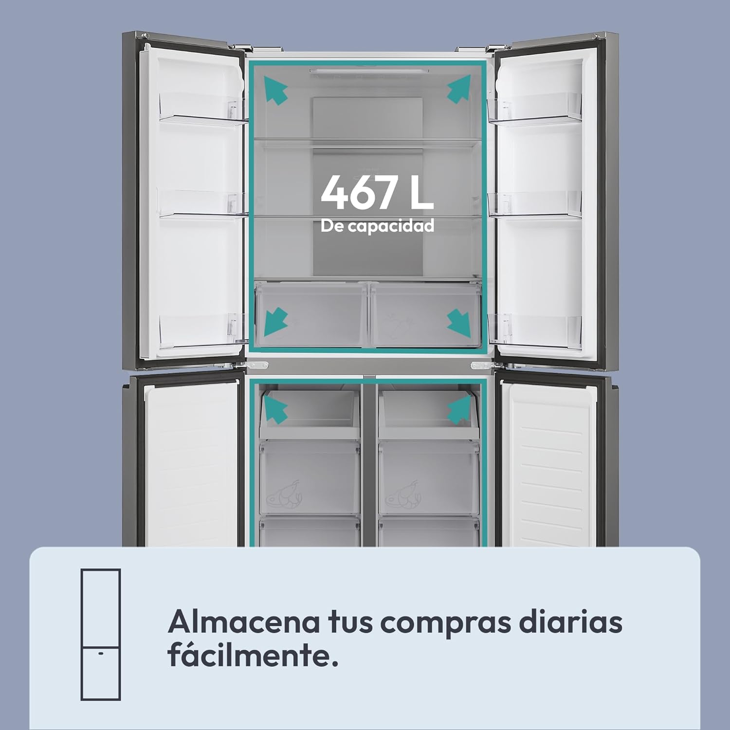 Refrigerator interior showing airflow for Circle+ technology