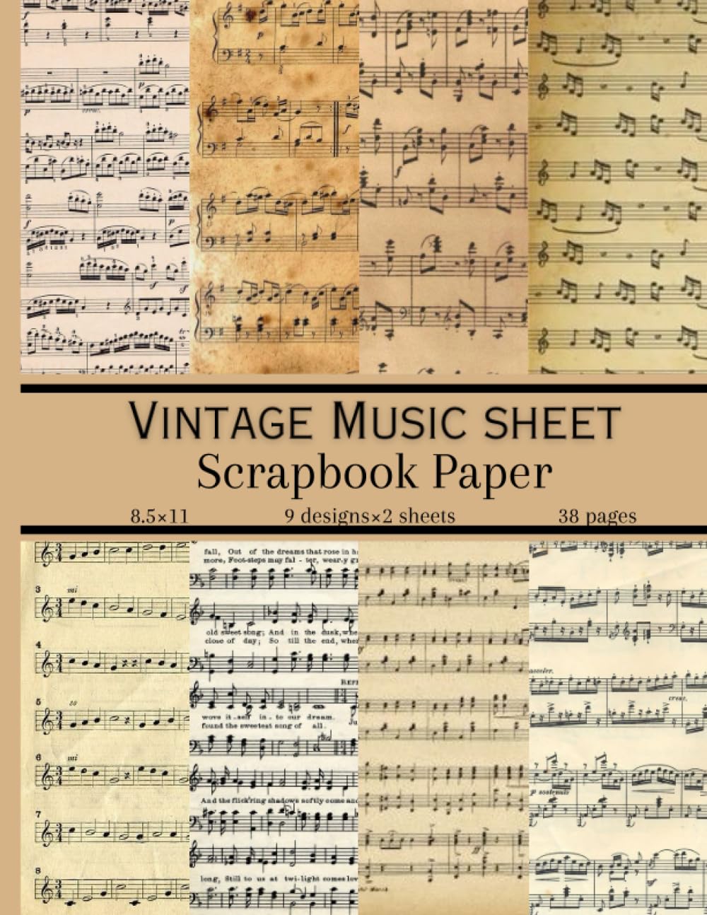 Vintage Music Sheet Scrapbook Paper: Old Music Notes Double Sided Sheets, Decorative Craft Paper Pad Supplies for DIY Projects