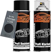 TRISTARcolor Vernice per auto Kit di bombolette spray per VW/Volkswagen LC9X Deep Black Perl vernice di base vernice trasparente bomboletta a spruzzo 400ml