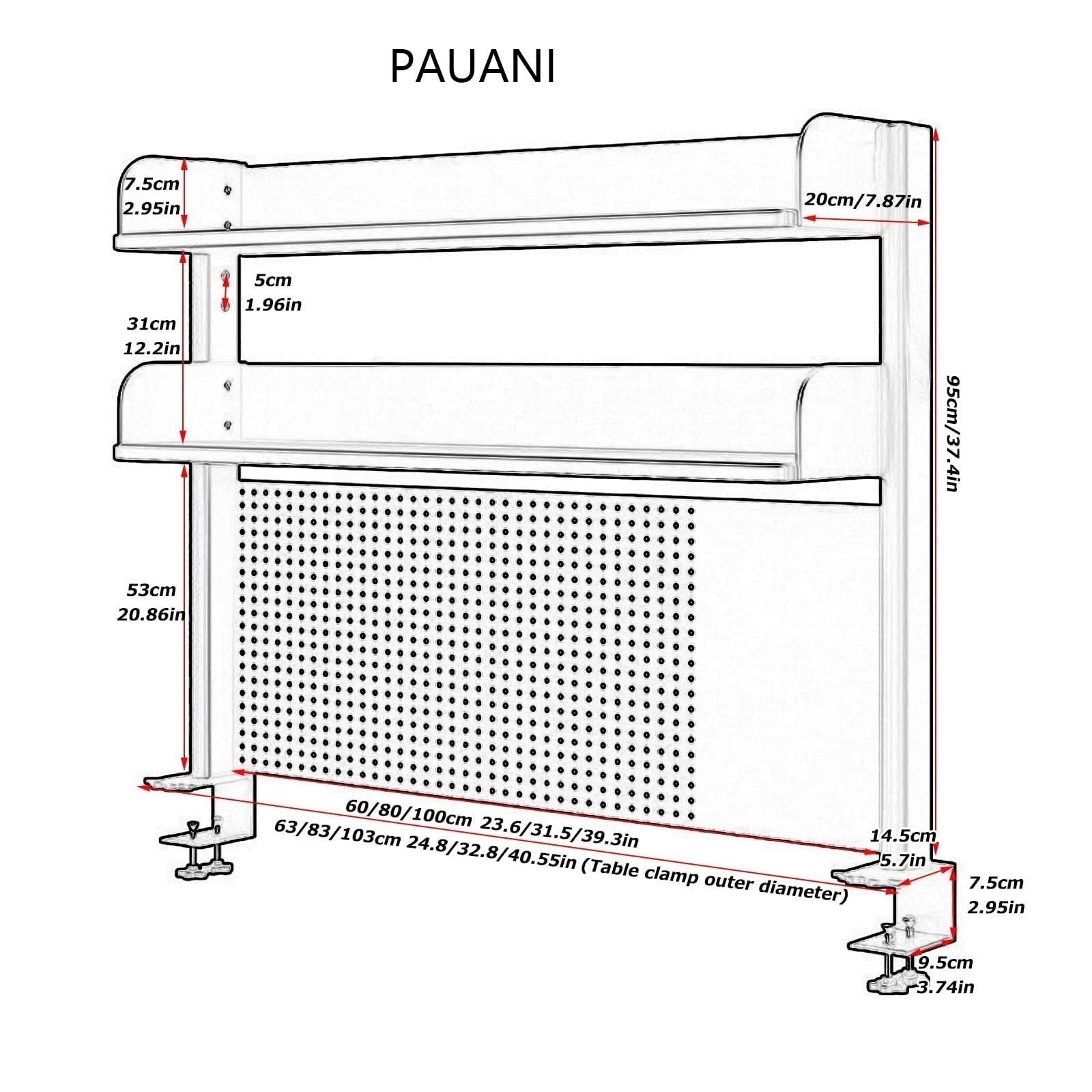 Mensola Organizer da scrivania con Morsetto - Prolunga per Pannello Forato, postazione di Lavoro per Ufficio, Pannello per la Privacy per Gaming, 23,6/31,5/39,3 Pollici, Accessori