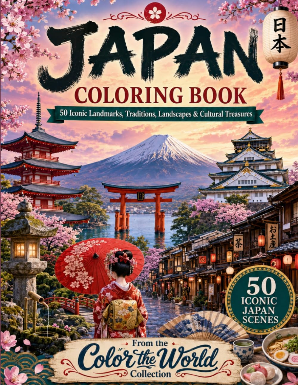 Japan Coloring Book: 50 Iconic Landmarks, Traditions, Landscapes & Cultural Treasures (Ludicrous Coloring Books)