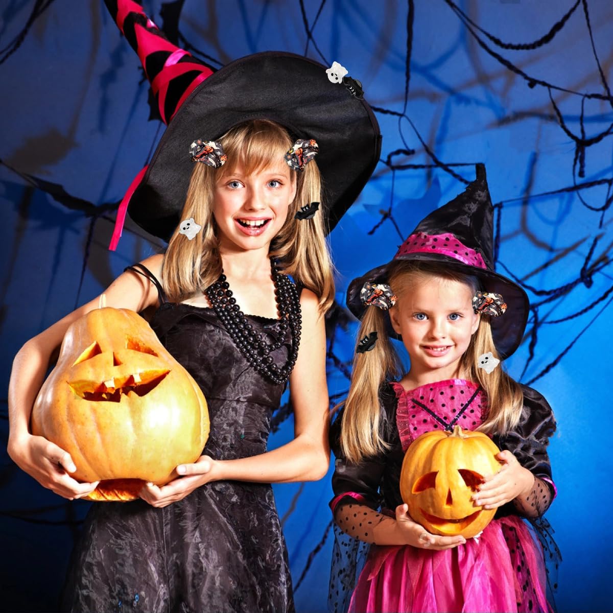 Halloween Hair Clips Sets, 8PC Small Halloween Hair Claw Clips and 2 Hair Ties, Pumpkin Ghost Bat Spider Shape Mini Hair Clips for Girls, Cute Hair Accessories - Image 4