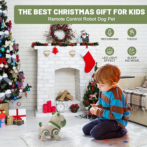 Miniatura 6 de Robot Pets juguete para niñas y niños pequeños, juguete de control remoto para perros con interacción táctil, grabable, modo de música relajante,