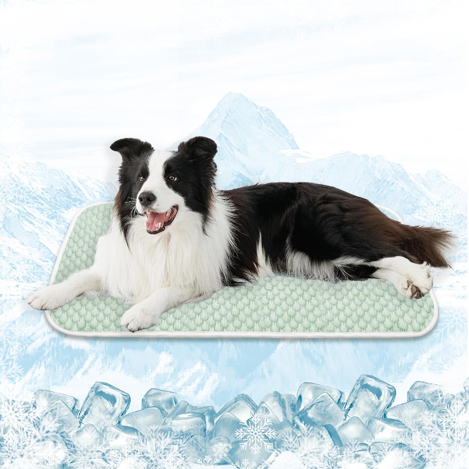 Dog Cooling Mat,Durable Pet Cool Mat,Ice Silk Breathable Self Cooling Pad for Dogs Cats in Hot Summer,Scratch-Resistant Pets Summer Sleeping Mattress for Dogs Cats, Mint Green,M