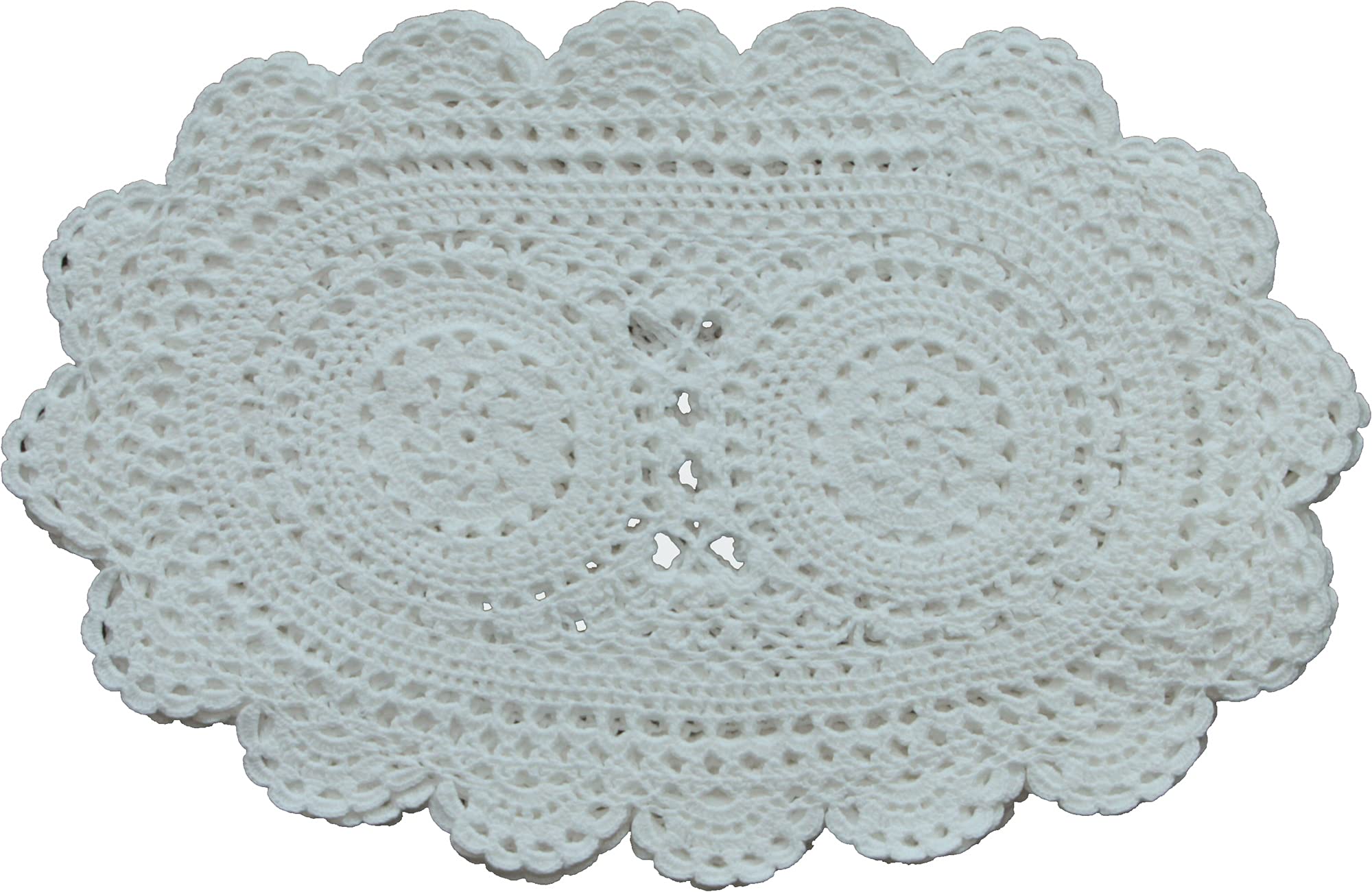 Creative Linens 6PCS 8x12 Inch Oval Fine Crochet Lace Doily White 100% Cotton Handmade, Set of 6 Pieces