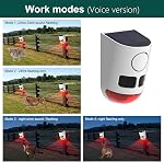 Solar Infrared Sound & Light Alarm Outdoor,Motion Detector 129dB Siren Sound Alert with 13 Sounds,6LED Red Flashing Warning Strobe Security Light for Outdoor Villa Yard Barn Farm Garden (1PC)